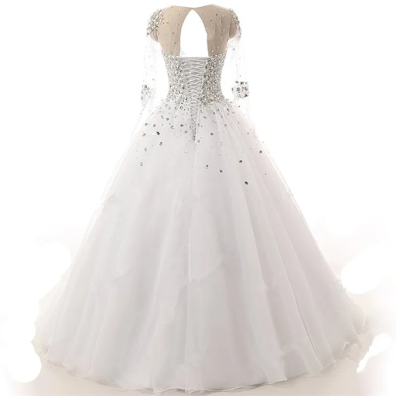 Doragrace vestidos de novia Роскошные хрустальные стразы бальное платье принцессы Свадебное платье с коротким рукавом Свадебные платья