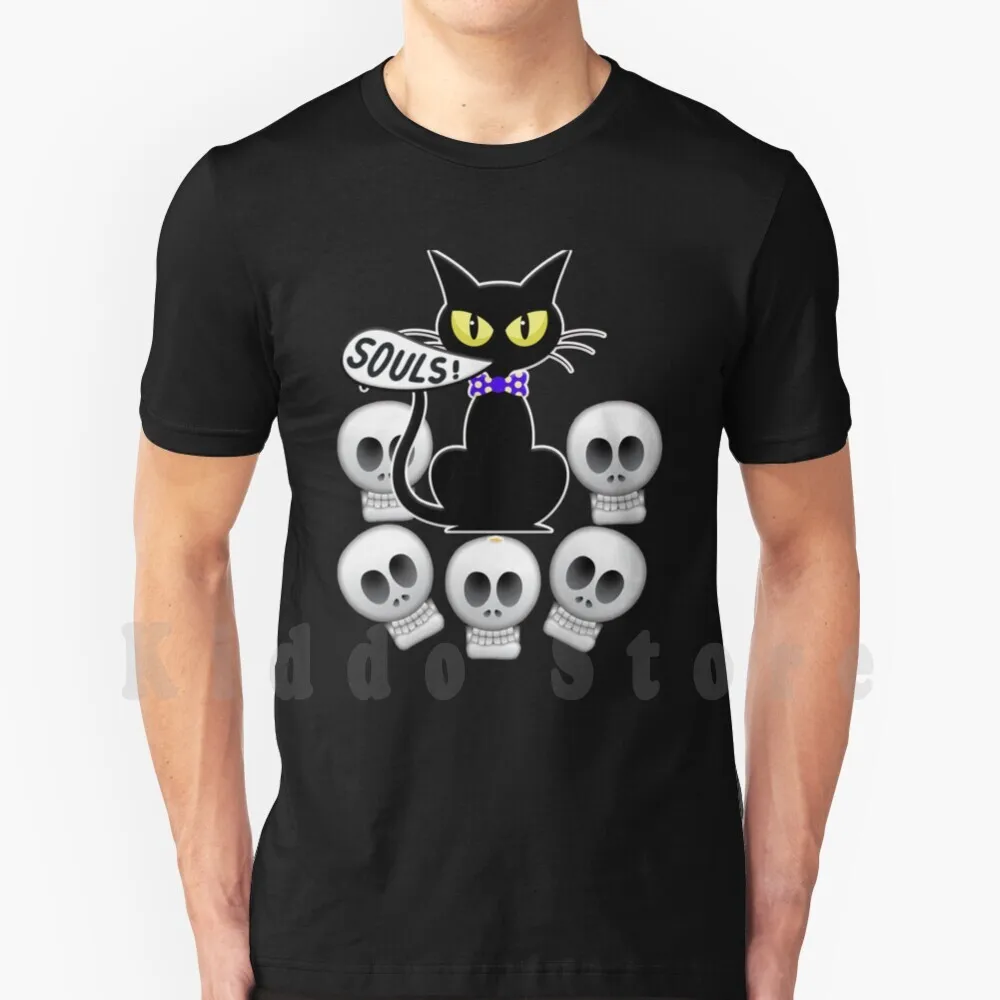 Cat Got Your Soul T Shirt Fai Da Te Big Size 100% Cotone Cat Funny Cat Skull Crossbones Halloween Cat Lover Birthday Scear Dark Cat