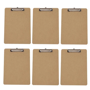 

6Pcs A4 Hardboard Clipboards Low Profile Clip Designed for Classroom and Office Use