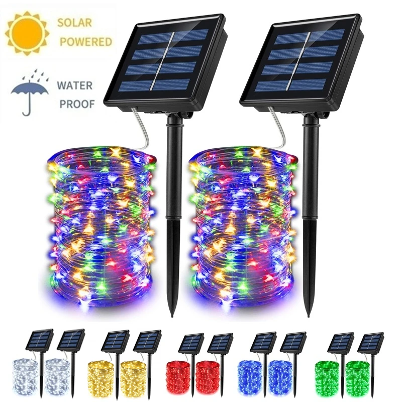 Solar Powered String Lights Waterproof Fairy String Copper Wire Lights for Party Patio GardenYardWeddingChristmas Decor