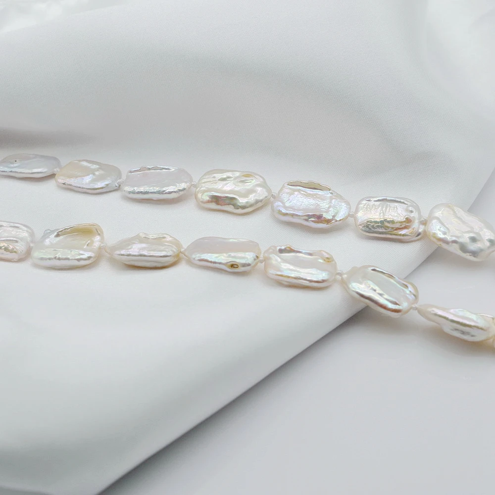 Women Necklace White Natural Freshwater Pearl Necklace Baroque Rectangular Pearl Custom Necklace Vintage Personality Jewelry