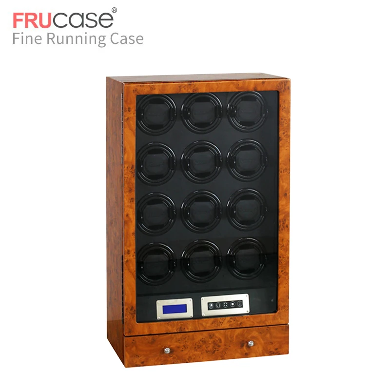 FRUCASE часы winder box 12 Автоматический чехол для часов с ЖК-сенсорным экраном/пультом дистанционного управления/светодиодный светильник для подарка на день рождения