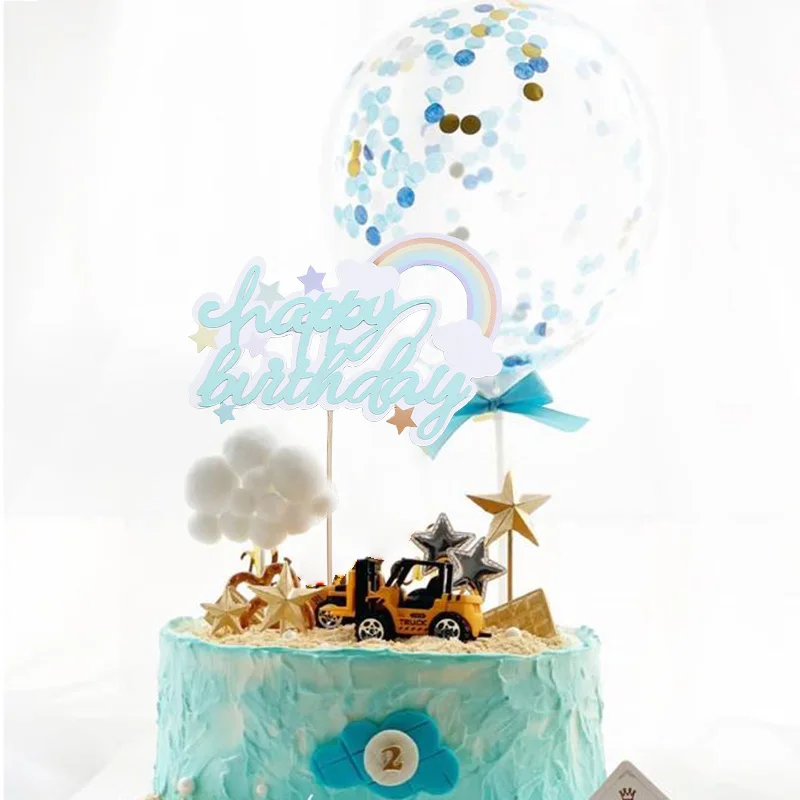 1/3/5Pcs торт фигурки жениха и невесты; Радуга Бумага Happy топперы для торта на день рождения для Baby Shower или для вечеринки по случаю письмо украшения для кексов вечерние поставки