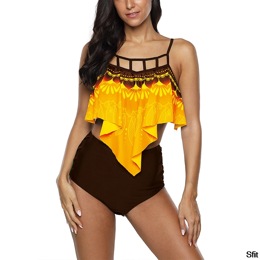 2020 Sexy Retro Ruffle Bikini Hollow Out Plus Size Women Swimwear Floral Print Tankini Push Up Swimsuit Mujer Bathing Suit 2020 Sexy Retro Ruffle Bikini Hollow Out Plus Size Women Swimwear Floral Print Tankini Push Up Swimsuit Mujer Bathing Suit