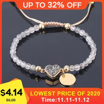 

CSJA Cloud Crystal Bracelet Natural Stone Faceted Small Beads Heart Moon Water Drop Charms Woven Bracelets Handmade Bangles F746