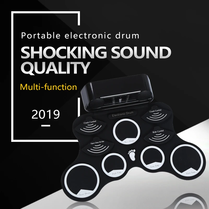 9 точечные силиконовые барабанные колодки портативный электронный барабанный