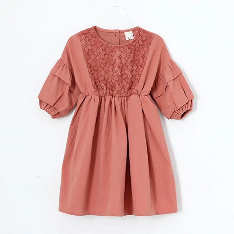 

2 to 6 years baby & kids girls lace pattern long sleeve cotton flare midi dress children girl fashion fall winter princess dress