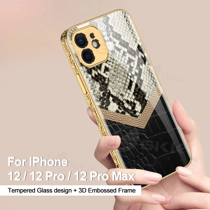 Роскошный чехол с покрытием из закаленного стекла для IPhone 12 Pro Max противоударный