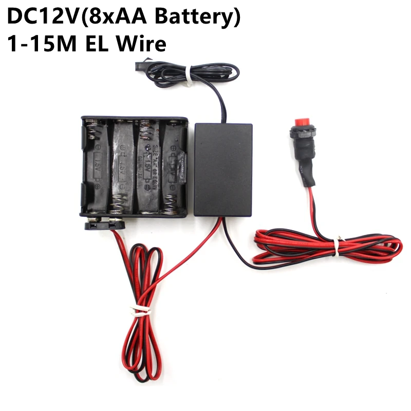 

DC12V 8*AA Battery Power Supply Adapter Driver Controller Inverter For 1-15M El Wire Electroluminescent Light,DC To AC