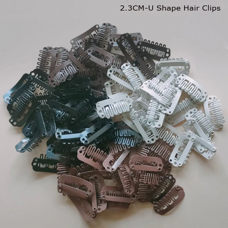 50pcs U  2.3cm Wig Clips For Human Hair Extensions/Weaving Extensions Medium Professional Salon Accessories Black Brown Blonde
