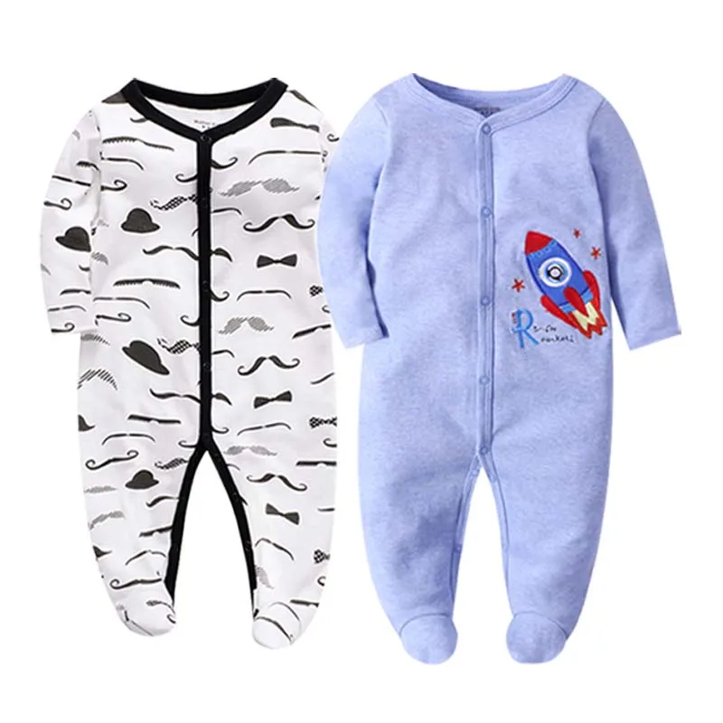 Пижамы для новорожденных мальчиков и девочек; комбинезоны для малышей; 2 шт./партия Одежда с длинными рукавами для младенцев 0, 3, 6, 9, 12 месяцев - Цвет: cp001-4