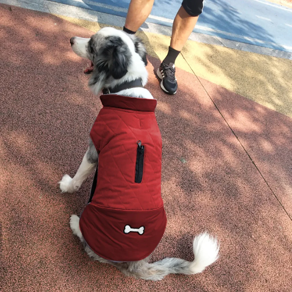 Куртки для питомцев, зимнее ветрозащитное водонепроницаемое теплое пальто для собак, маленькие, средние, большие, для защиты собак, регулируемая Волшебная наклейка, куртка для питомцев