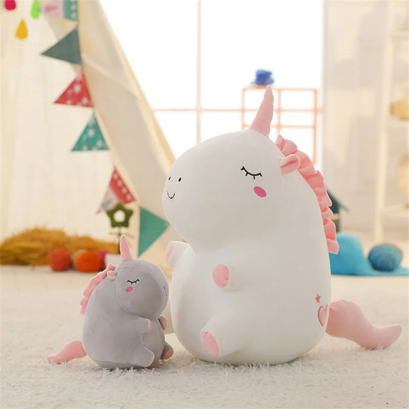 New Cute Fat Unicorn Plush Dolls Lovely Cartoon Round  Rainbow Horse Unicorn Peluche Toys Pillow Cushion Kids Friends Lovers Gift (1)