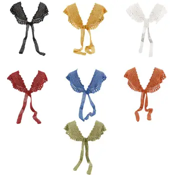 

Women Hollow Grid Knitted Scarf Solid Color Embroidery Floral Lace Fake Collar Shawl for Lady Female Party Decorative Supplies