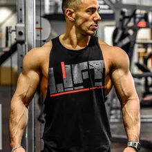 Мужские летние фитнес спортивный Майки хлопчатобумажные Лифт жилет без рукавов с печатным рисунком тренажерный зал для мужчин s тренировки одежда майка для мускулистых мужчин