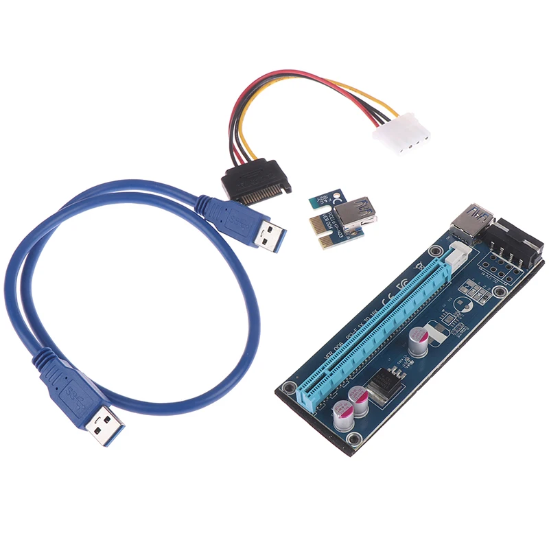 

PCI-E Raiser PCI E Express Riser Card 1X To 16X USB 3.0 Data Cable PCI-E SATA To 6Pin Power Supply Cable For BTC Miner Machine