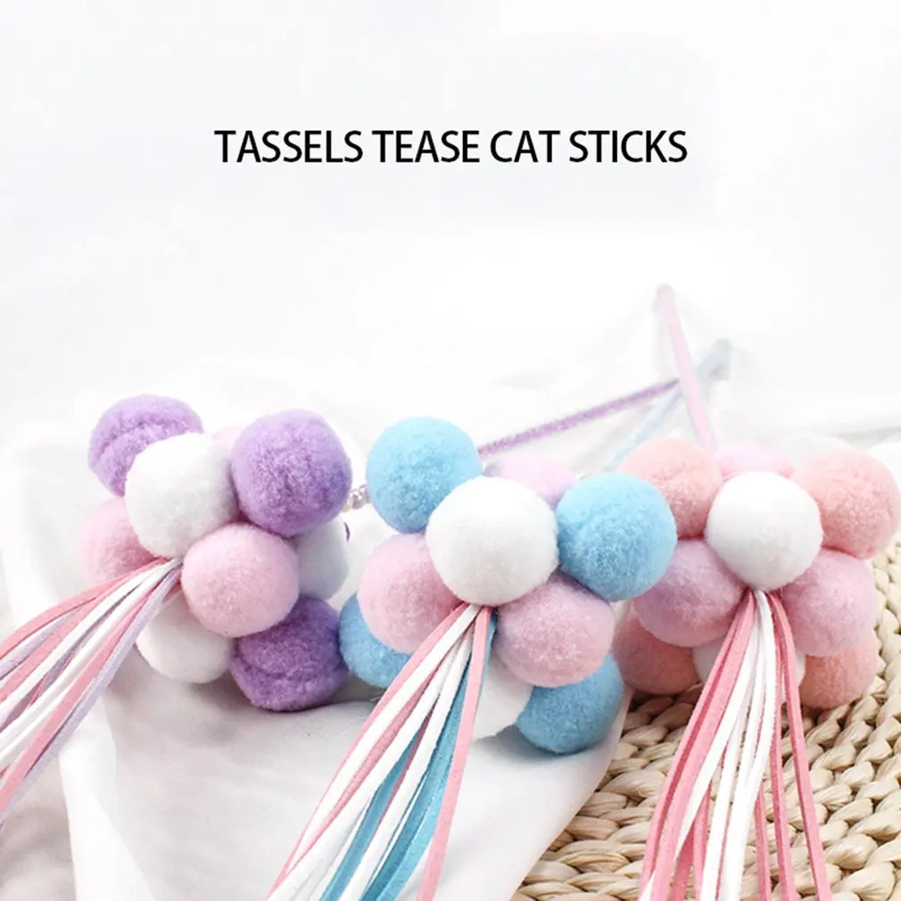 Hand-made Feather Tassels Tease Cat Poles Kitten Cat Pet Toy Chaser Wand Teaser Feather Interactive Toy Pet Supplies