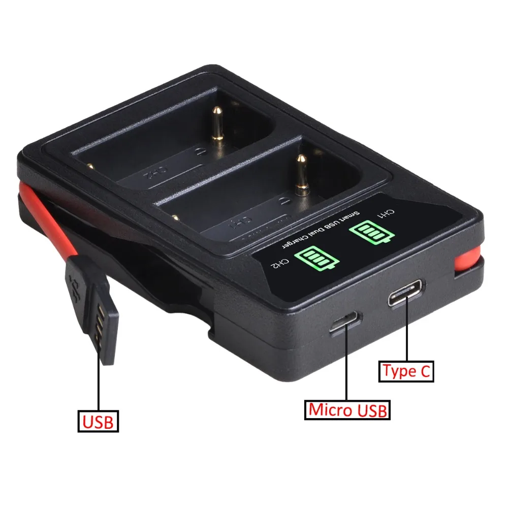 2 Pcs 2200mAh NP-FM500H NP FM500H Battery + LED Dual USB Charger with type-C port for NP-F550 NP-FM50 Sony Alpha A58 A350 A500