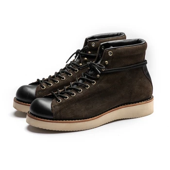 

Autumn Winter Luxury brand Vintage Tooling Men Boots British Handmade Dress Ankle Boots Cow Leather Round Toe Motorcycle Boots