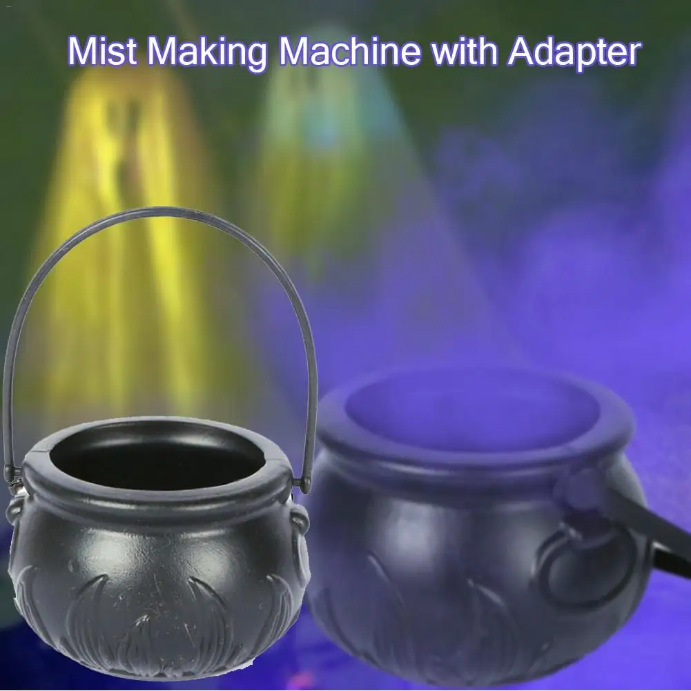 

Halloween Witch Pot Smoke Machine Mist Maker Fogger Water Fountain Fog Machine Color Changing Party Prop Halloween Decoration