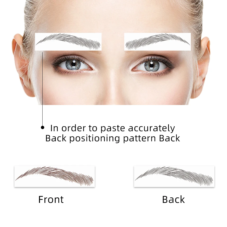 Black Water-based Hair-liked Authentic Eyebrow Tattoo Sticker Waterproof Cosmetics Long Lasting Makeup False Eyebrows Stickers