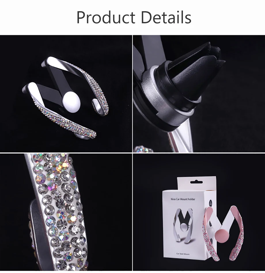 Универсальный автомобильный держатель для телефона Air Vent Mount Clip Bling Rhinestone автомобильный мобильный телефон держатель для мобильного смартфона подставка автомобильный аксессуар