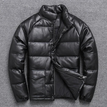 

Genuine Leather Cowhide Duck Down Coats Collar Man Cultivate In Winter To Keep Warm With Thick Coat Jacket -30