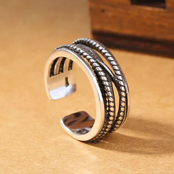 

Real Silver Color Jewelry Multi-layer Chains Rings for Women Wedding Finger Open Ring Anillos Anelli