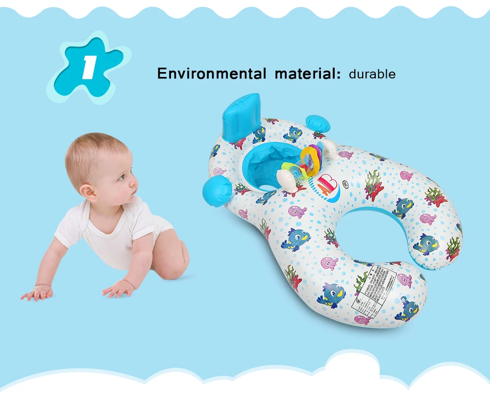 Inflatable Mother Baby Swim Float Ring Kids Seat Double Person Swimming Soft Ring Swimming Circle Babyfloat Accessories piscine (4)