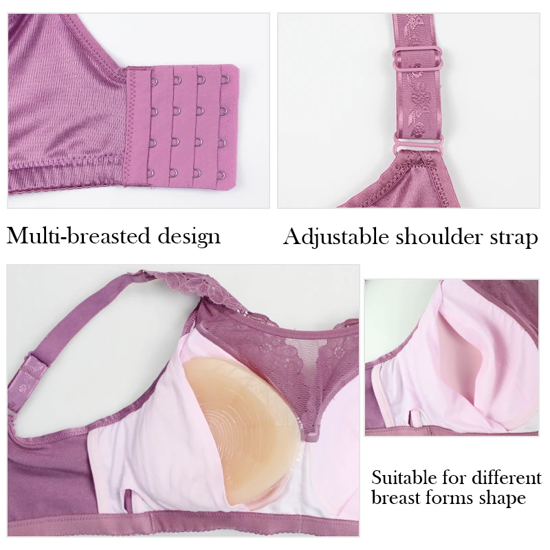 2229 Mulberry Silk Mastectomy Bra Pocket Underwear for Silicone