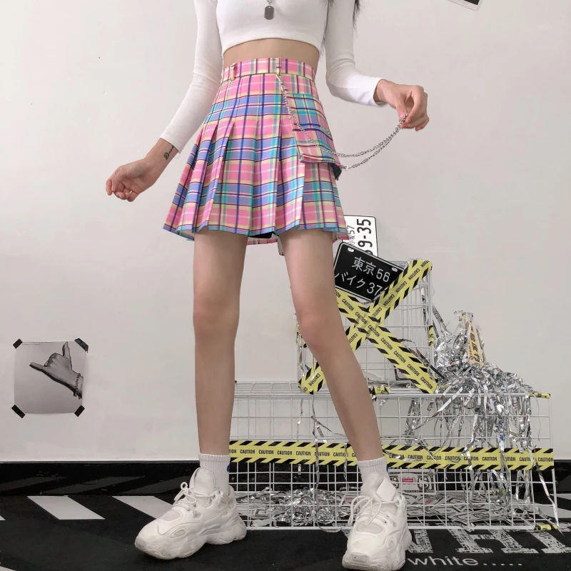 Neon Girl Plaid Skirt - 7 - Kawaii Mix