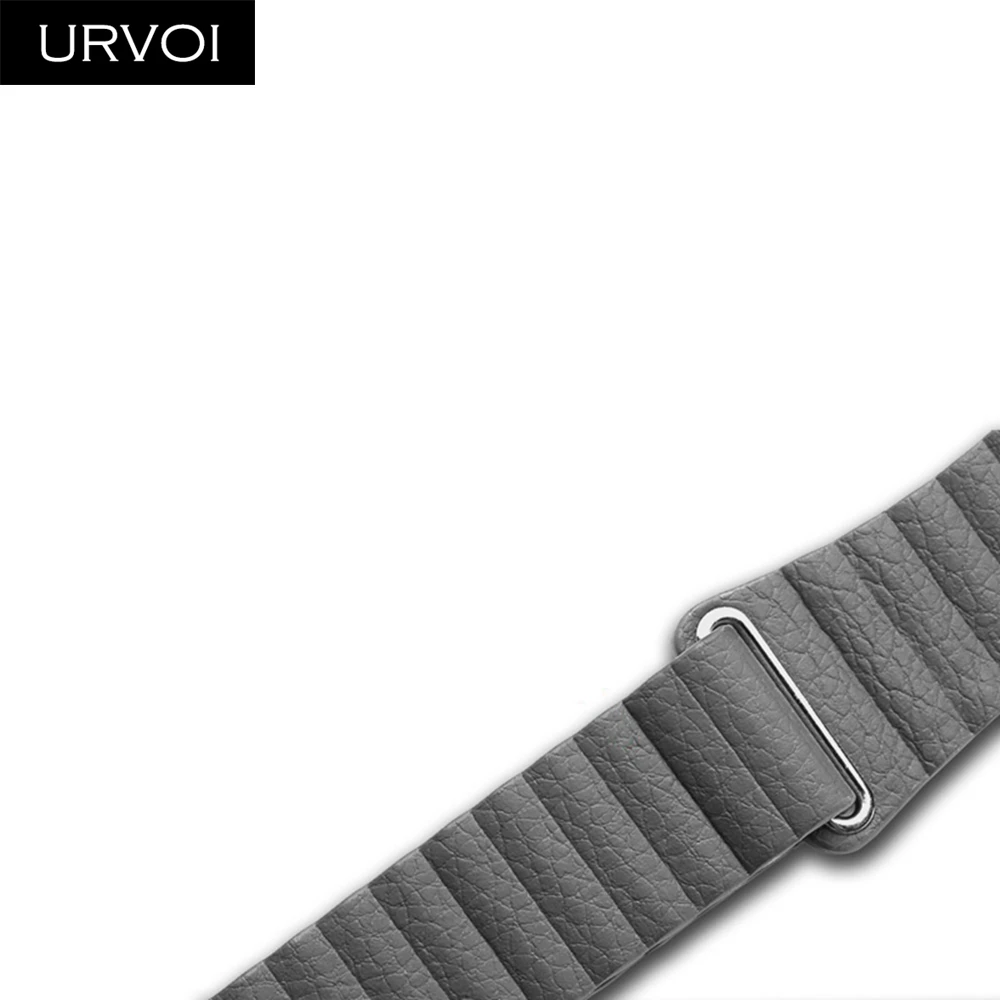 URVOI Leather loop for Apple Watch band for iwatch series 5 4 3 2 1 leather strap with magnet buckle comfortable soft New - Цвет ремешка: Grey