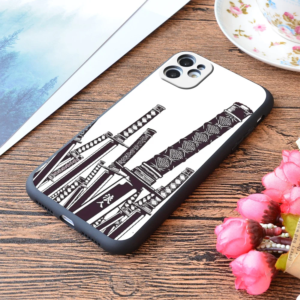 

For iPhone Samurai Swords Print Soft Matt Apple iPhone Case
