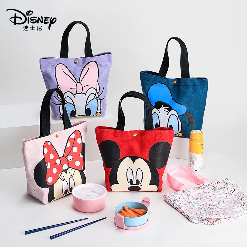 Lindo Disney de tendencia de moda bolsos de Mickey Mouse casual pequeño bolso mickey Minnie Portátil Bolsa de lona esposas bolsa de almuerzo bolsa de caja