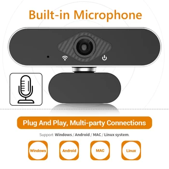 

1080P Full HD Webcam Built-in HD Microphone USB Driver Free Web Camera for Laptop Desktop Computer Accessory