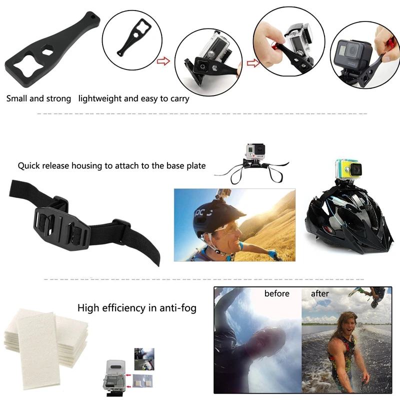 65 в 1 Набор аксессуаров для экшн-камеры GoPro Hero GoPro Hero6 5 4 3 чехол для переноски/нагрудный ремень/штатив Осьминог