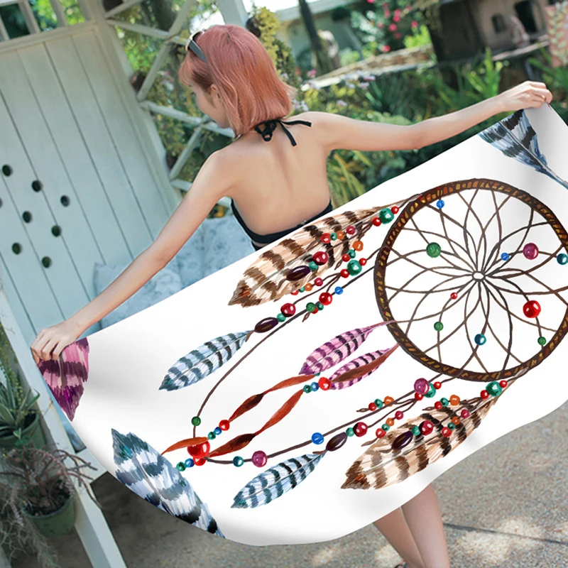 

Beach swimming pool scarf Outdoor Lady Rectangular Towel Hand-painted Pattern Sauna Seaside Swimming Beach
