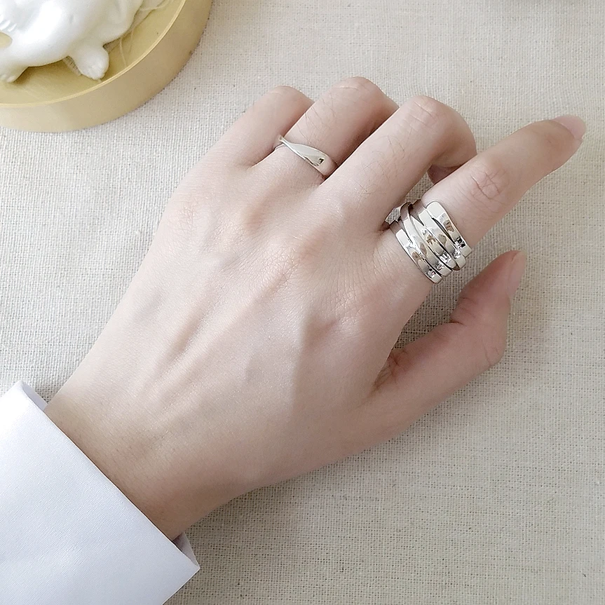 Details about / Korean style 925 sterling silver ring multilayer zircon female ring fine jewerly