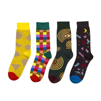 

Men's Funny Happy Socks Fine Paragraph Diamond Pattern Argyle Three-dimensional Tube Geometric Combed Cotton Sock EU 41-46 Meias