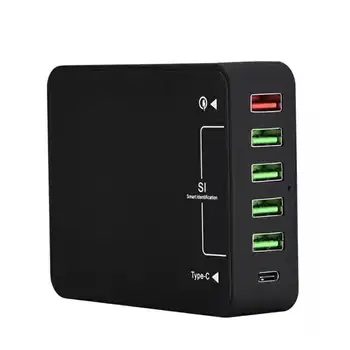 

USB Type C Charger for Powering Multiple iPhone IPad Android Quick Charging 3.0 Travel Wall Charging Station 6-Port with US Plug