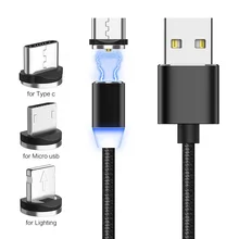 Магнитный usb-кабель с разъемом для быстрой зарядки, кабель USB типа C, Магнитный зарядный кабель Micro usb для зарядки и передачи данных, кабель USB для мобильного телефона