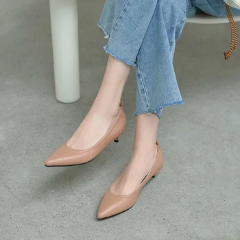 

MORDOAN Mary Jane shoes women's single shoes leather women's shoes pointed toe stiletto heel shoes women's cowhide