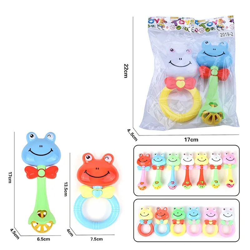 

Infants Cartoon Frog Rattle 2-Piece Toy Sets 0-12 Months Newborns Baby Teethers Hand Rattle