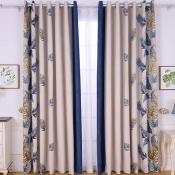 

New Products Modern Curtains for Living Dining Room Bedroom Jacquard Stitching Curtains White Tulle Available In Three Colors