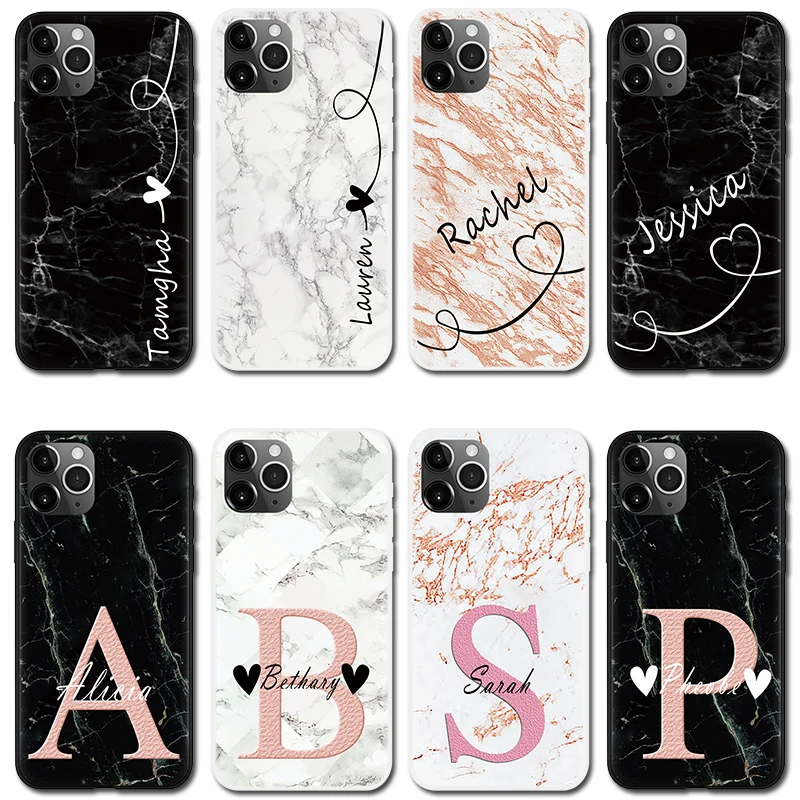 Модный чехол для телефона DIY с мраморным именем iPhone 11 Pro Max 6 6s 7 8 Plus X XR XS 5 5s SE
