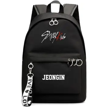 

Stray Kids Jisung Woojin Korean Star Backpack School Bags Mochila Travel Bags Laptop Ribbon Ring Circle Backpack Pink Black