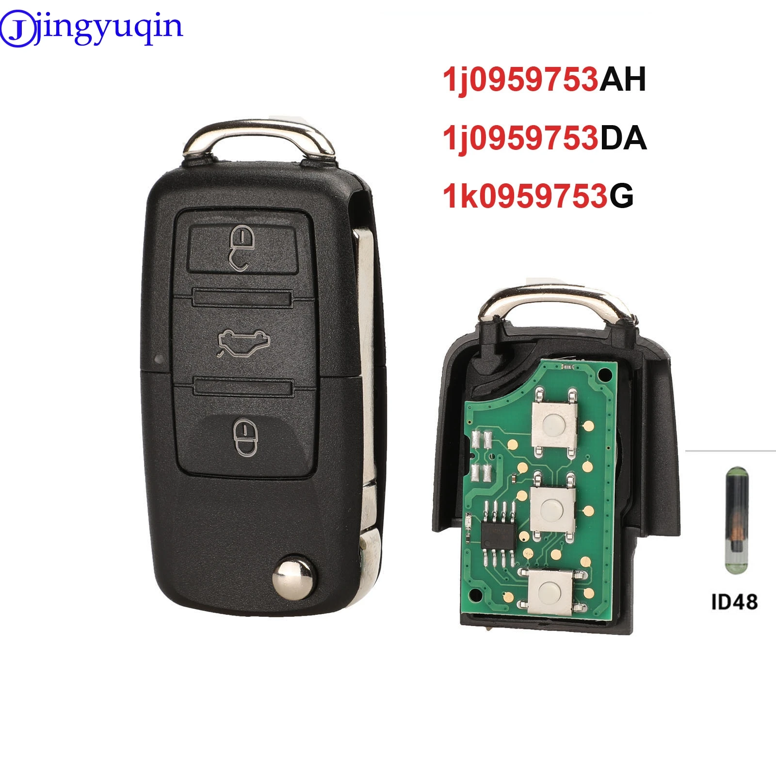 Оболочка для ключа jingyuqin 433 МГц ID48 VW Volkswagen Golf Passat Polo Jetta Touran Bora Sharan 1K0959753G 1J0959753DA