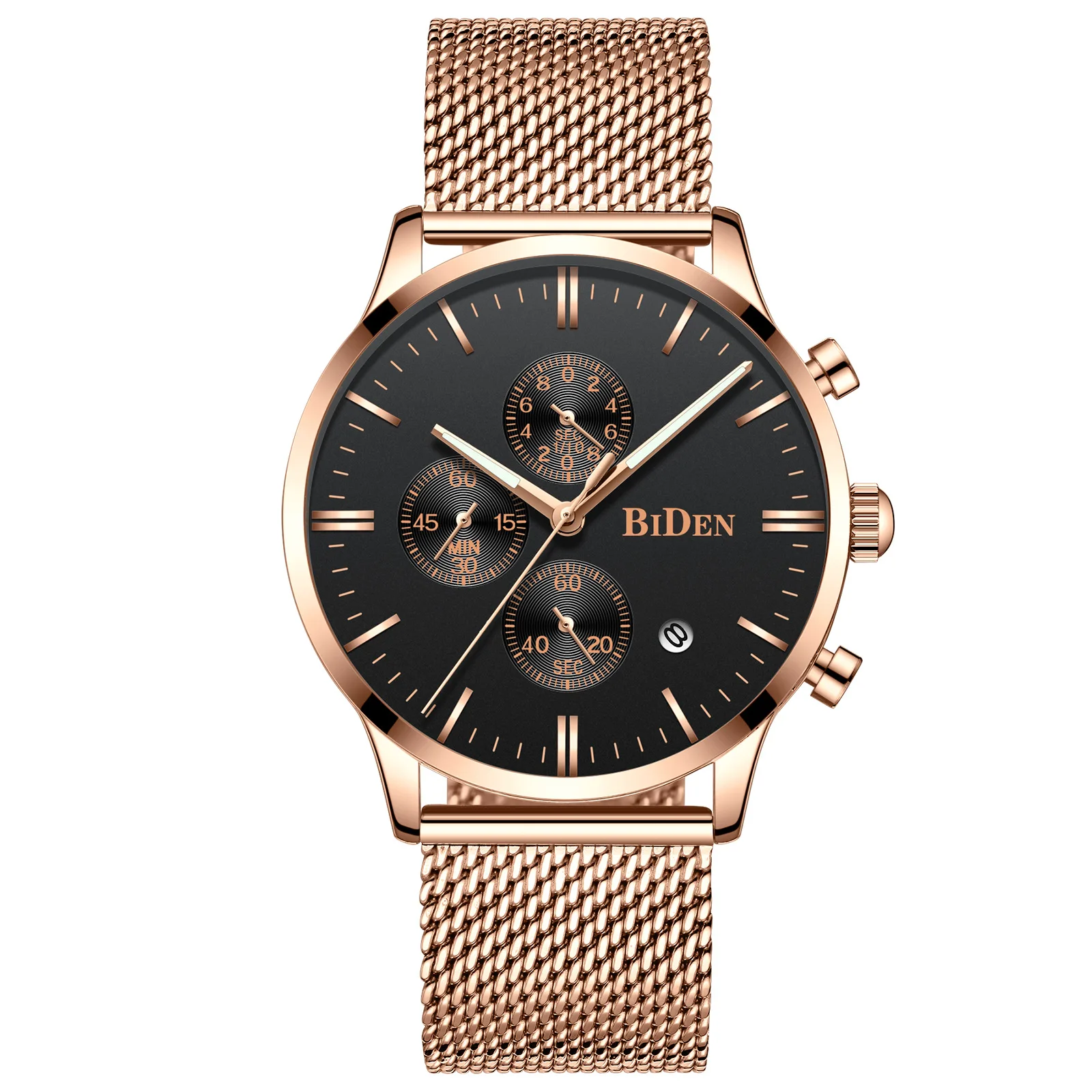 

Six-pin Multi-functional Men Mesh Belt Quartz Watch Calendar Waterproof Simplicity MEN'S Watch Support