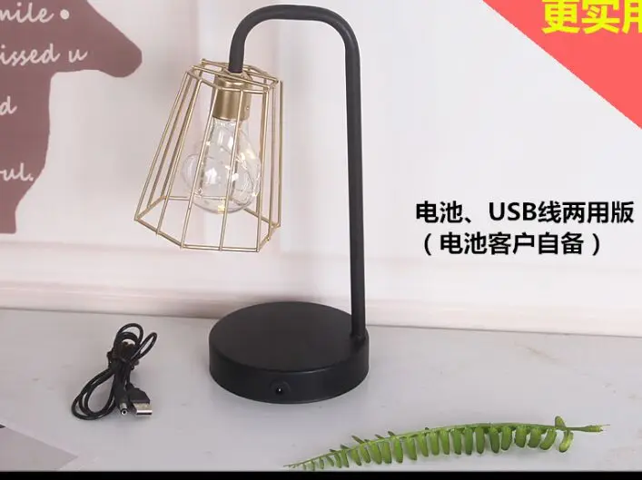 USB/батарея питание Северное Европейское стиль железная Геометрическая моделирующая лампа светодиодные ночники лампа винтажное украшение Настольная лампа