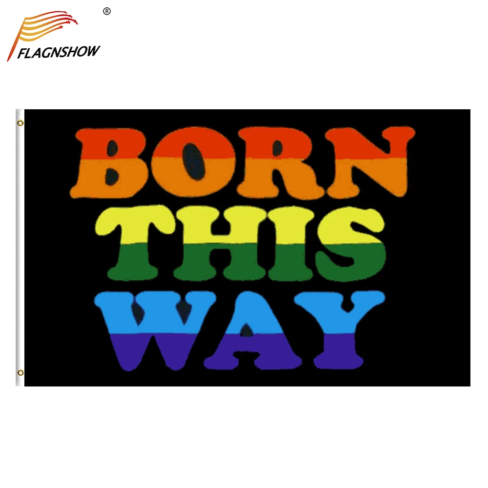 

Born This Way Rainbow Pride Flag 90 x 150cm Banner Gay Things LGBT Accessories Festival Flags Free Shipping
